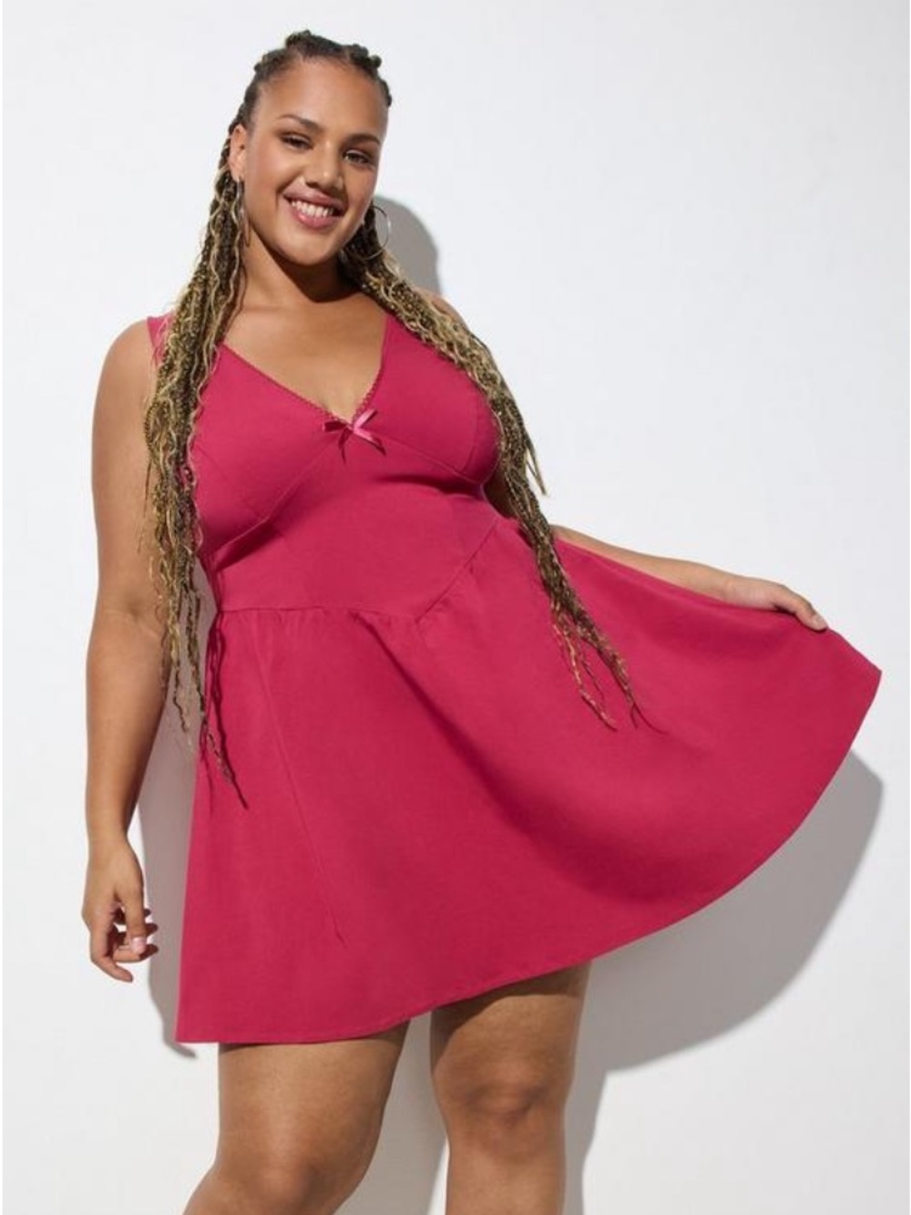 Torrid LoveSick Deep V Basque Fit & Flare Mini Dress 00 Red Bud NWT